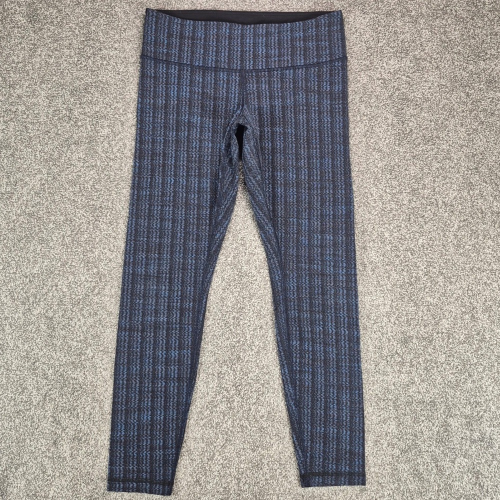 Lululemon Wunder Under Pant Womens Size 8 Blue Black Print Activewear
